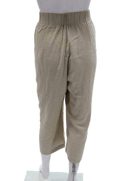 Leallo Womens Cropped Beige Cotton Pants Size M