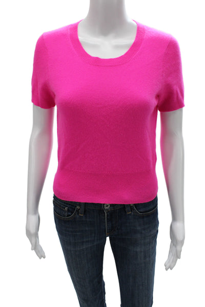 J Crew Womens Pink 100% Cashmere Crew Neck Short Sleeve T-Shirt Size XS