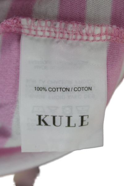 Kule Women Basic Jersey T-Shirt Pink Striped Cotton Short Sleeve Size XS