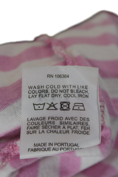 Kule Women Basic Jersey T-Shirt Pink Striped Cotton Short Sleeve Size XS