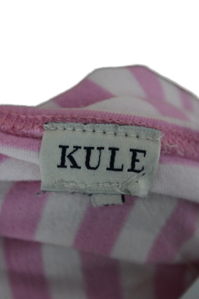 Kule Women Basic Jersey T-Shirt Pink Striped Cotton Short Sleeve Size XS