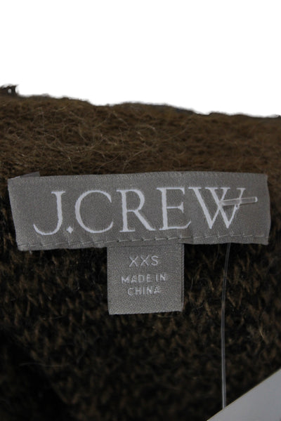 J Crew Women Brown Animal Print Crewneck Button Cardigan Size 2XS