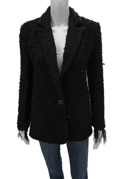 Endless Rose Women Black Collared Button Blazer Long Sleeve Polyester Size XS