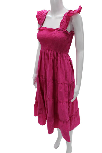 Hill House Home Womens Sundress Pink Square Neck Mid Calf Cotton Size 2XS