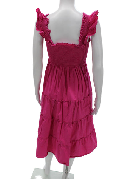 Hill House Home Womens Sundress Pink Square Neck Mid Calf Cotton Size 2XS