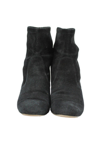 Stuart Weitzman Girls Suede Leather Block Heels Ankle Boots Shoes Black Size 4