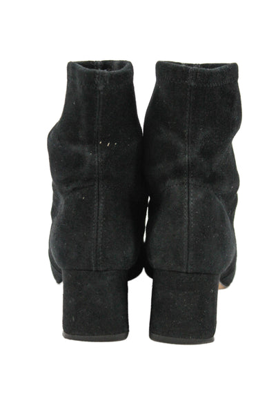 Stuart Weitzman Girls Suede Leather Block Heels Ankle Boots Shoes Black Size 4