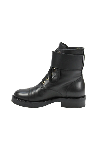 Louis Vuitton Womens Leather LV Embellished Cap Toe Ankle Boots Shoes Black Sz 4