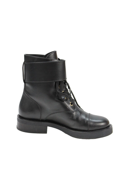 Louis Vuitton Womens Leather LV Embellished Cap Toe Ankle Boots Shoes Black Sz 4