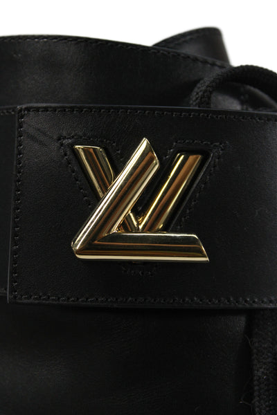 Louis Vuitton Womens Leather LV Embellished Cap Toe Ankle Boots Shoes Black Sz 4