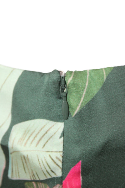 Lovers + Friends  Womens Floral Print Cropped Top Pant Set Green Pink Size Small