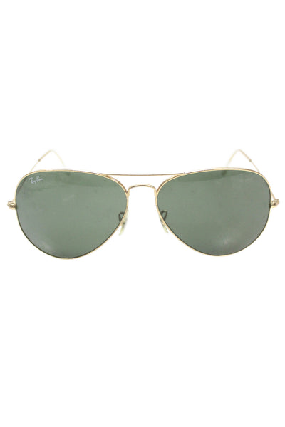 Ray Ban Womens Gold Tone Black Metal Aviator Sunglasses