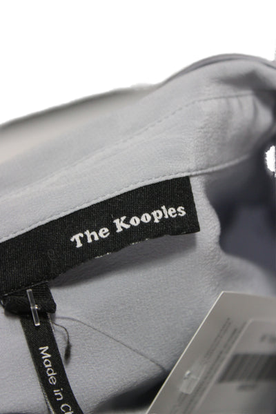 The Kooples Women Basic Gray Silk Collared Button Up Long Sleeve Blouse Size M