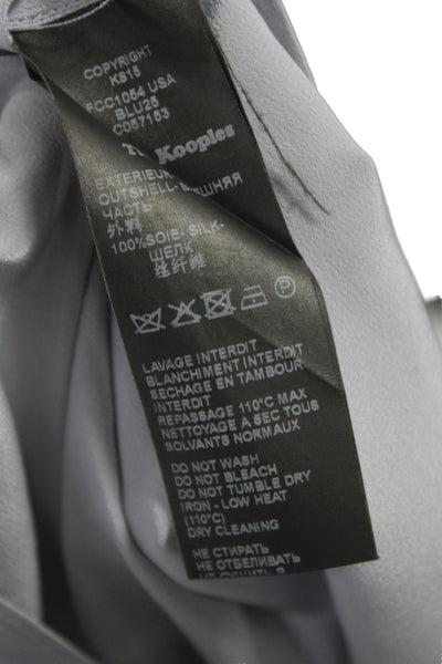 The Kooples Women Basic Gray Silk Collared Button Up Long Sleeve Blouse Size M