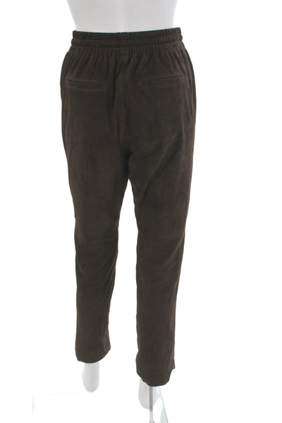 Kujten Unisex Designer Suede Jogger Sweatpants Brown Drawstring Size S