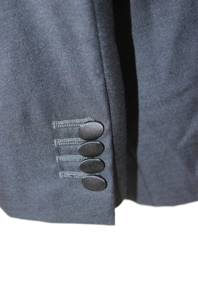 Designer Mens Tuxedo Suit Jacket Dark Gray Virgin Wool Button Size 54