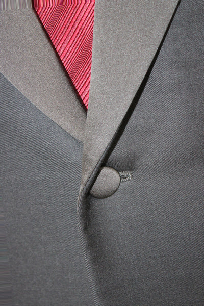 Designer Mens Tuxedo Suit Jacket Dark Gray Virgin Wool Button Size 54