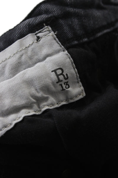 R13 Women Cropped Straight Dark Gray Mid Rise Button Fly Jeans Size 24