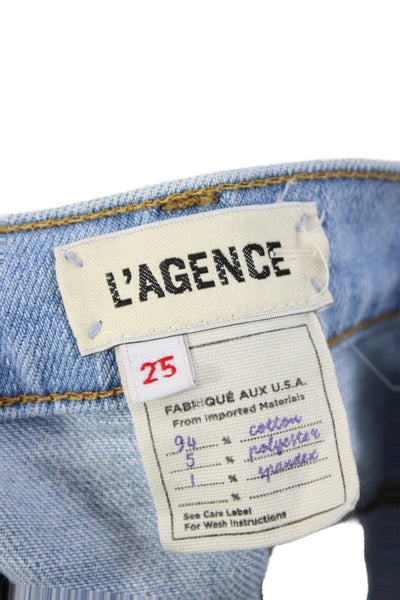 L'Agence Unisex Light Blue Beach Button Shorts Size 25