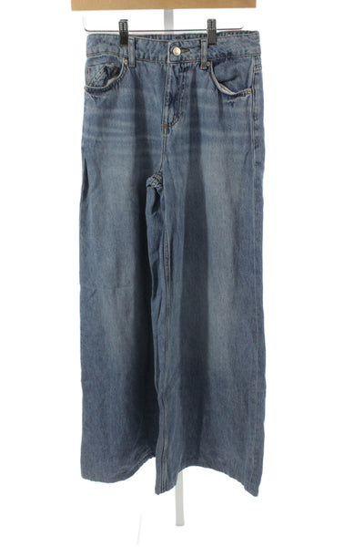 Zara Unisex Wide-Leg Jeans Blue High Rise Size 2