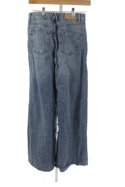 Zara Unisex Wide-Leg Jeans Blue High Rise Size 2