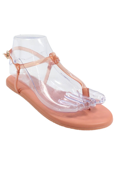 TKEES x J Crew Womens Jelly Strap Flat Thong Sandals Shoes Red Size 6