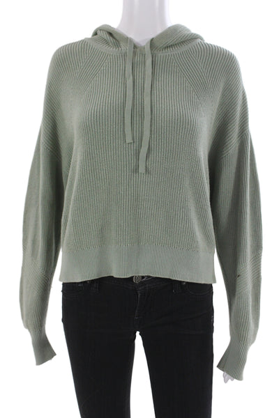 Rag & Bone Womens Pullover Hoodie Green Cotton Drawstring Size S