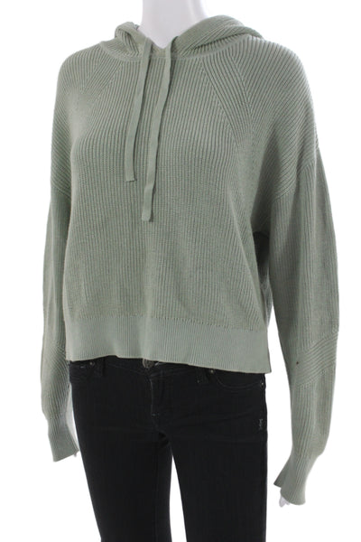 Rag & Bone Womens Pullover Hoodie Green Cotton Drawstring Size S