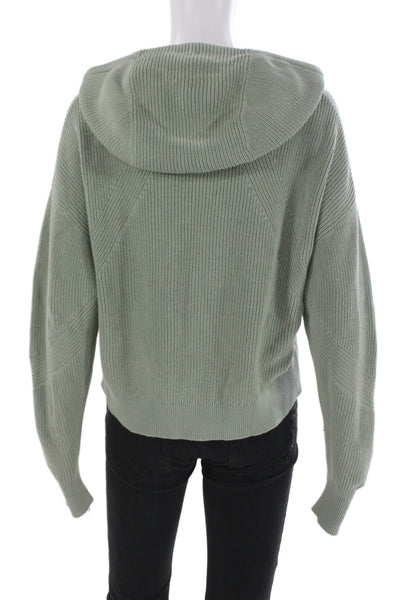 Rag & Bone Womens Pullover Hoodie Green Cotton Drawstring Size S