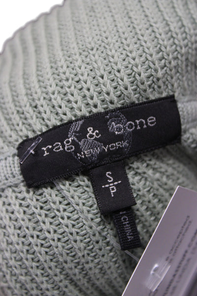Rag & Bone Womens Pullover Hoodie Green Cotton Drawstring Size S