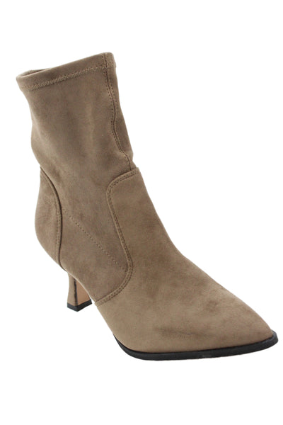 Nicole Miller Womens Slip On Pointed Toe Stretch Suede Booties Brown Size 7.5