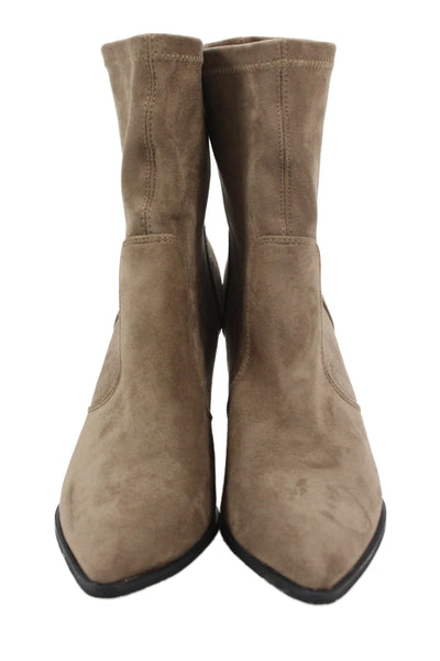 Nicole Miller Womens Slip On Pointed Toe Stretch Suede Booties Brown Size 7.5