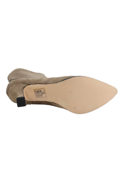 Nicole Miller Womens Slip On Pointed Toe Stretch Suede Booties Brown Size 7.5