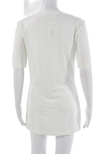 Wolford Women Basic Tunic T-Shirt White V-Neck Mini Modal Blend Size L