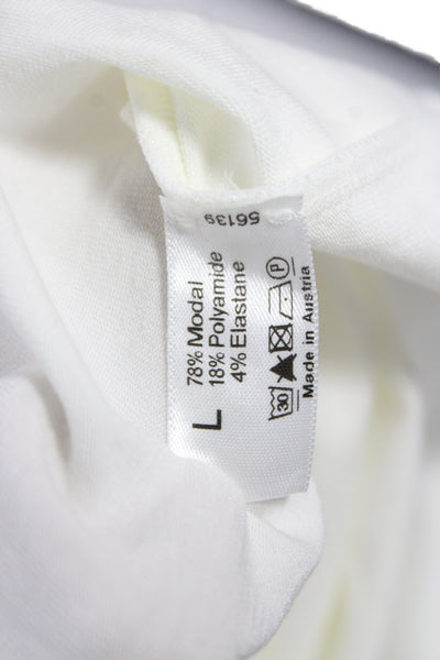 Wolford Women Basic Tunic T-Shirt White V-Neck Mini Modal Blend Size L