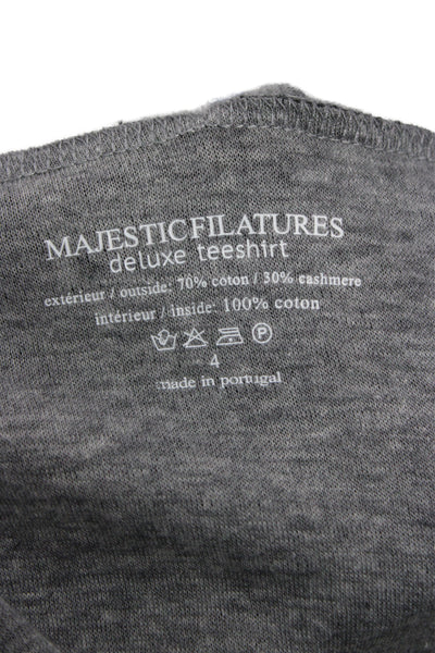 Majestic Filatures Women Dark Gray Cotton Cashmere Coatigan Long Sleeve Size 4