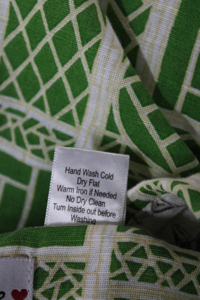 Dizzy Lizzie Women Green Shirt Dress Collared Short Sleeve Linen Cotton Size XS