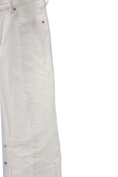 Allsaints Women Straight Cropped White Denim High Rise Jeans Size 28