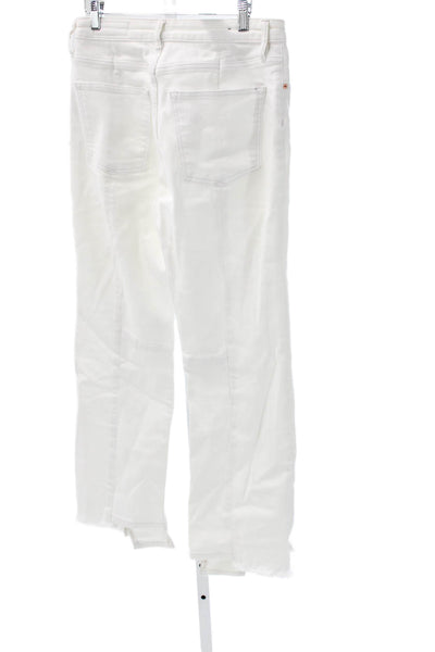 Allsaints Women Straight Cropped White Denim High Rise Jeans Size 28