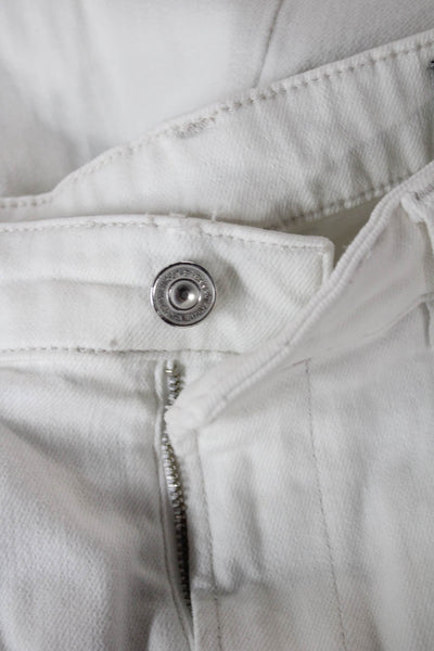 Allsaints Women Straight Cropped White Denim High Rise Jeans Size 28