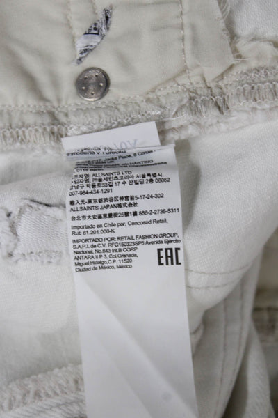 Allsaints Women Straight Cropped White Denim High Rise Jeans Size 28