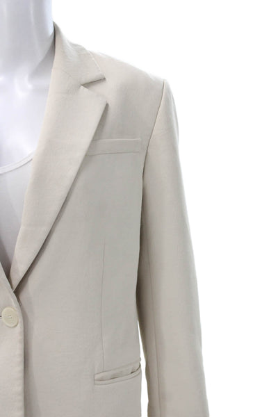 Sandro Unisex Beige Polyester Collared Button Blazer Long Sleeve Size 34