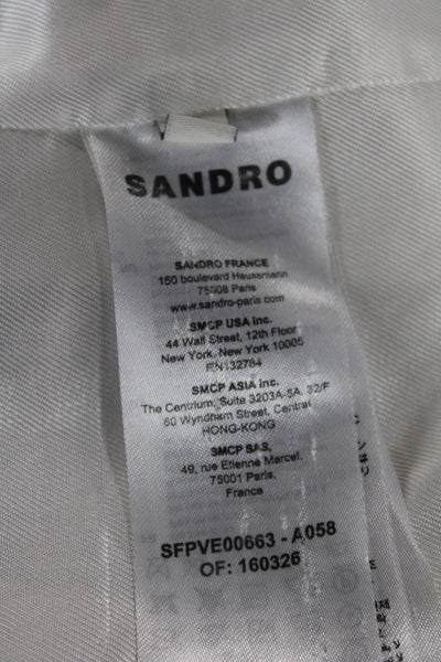 Sandro Unisex Beige Polyester Collared Button Blazer Long Sleeve Size 34