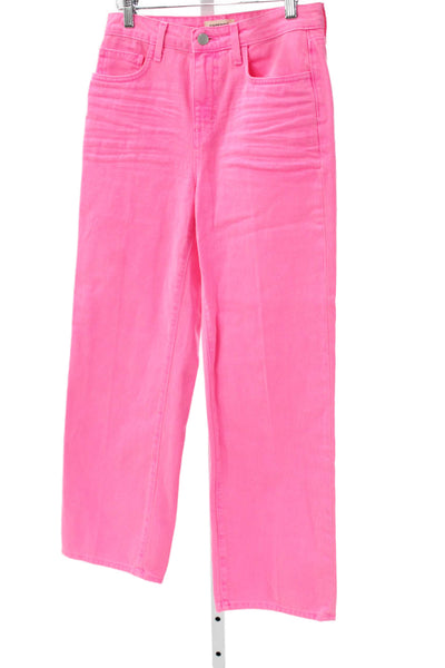 L Agence Womens Cropped Straight Pink Jeans Size 24