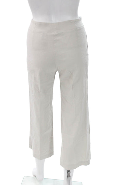 Theory Womens Cropped Dress Pants Beige Linen Blend Hook Eye Size 00