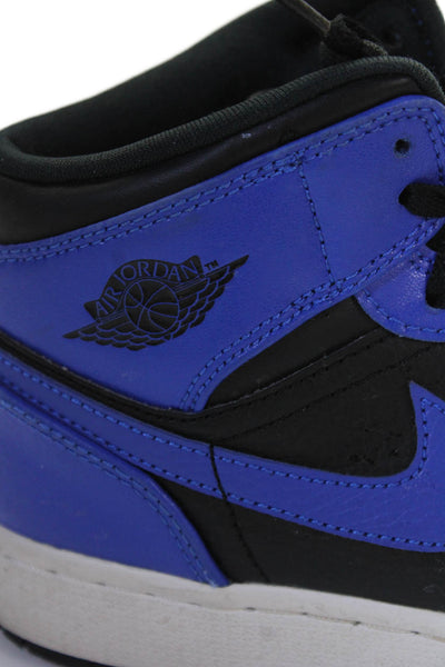 Nike Childrens Boys Air Jordan 1 Mid Hyper Sneakers Royal Blue Black Size 6