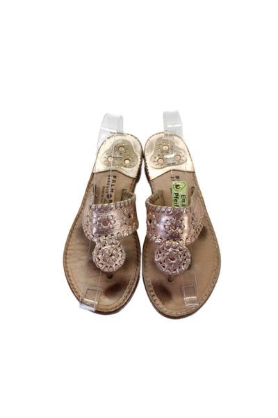 Palm Beach Womens Leather Thong Slide On Sandals Pink Metallic Size 7