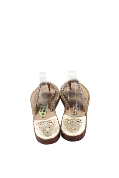 Palm Beach Womens Leather Thong Slide On Sandals Pink Metallic Size 7