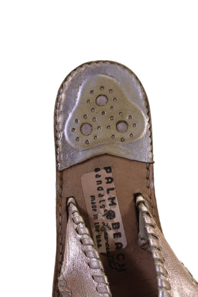 Palm Beach Womens Leather Thong Slide On Sandals Pink Metallic Size 7