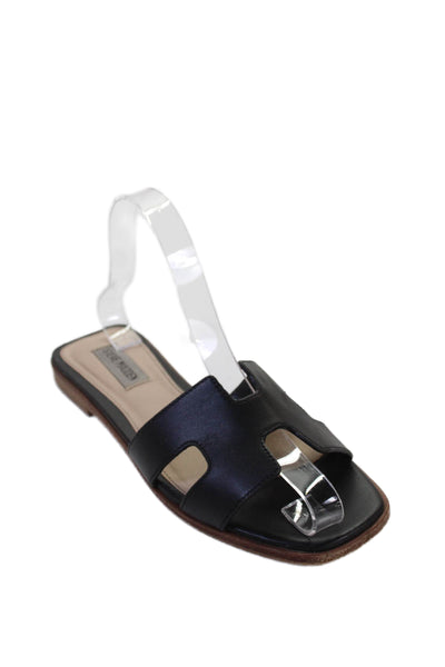 Steve Madden Womens Leather Slide On Sandals Black Size 7.5